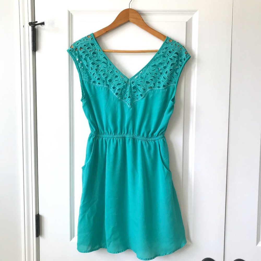 Teal Eyelet Cocktail Dress